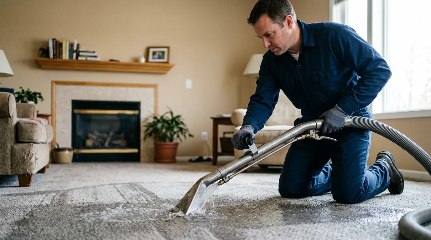 Water damage restoration technician working near Doon, IA